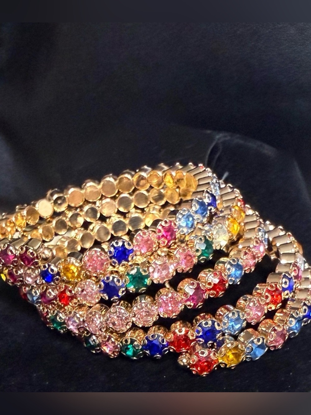 Gold-Tone Multicolor Crystal Stretch Bracelet - Women Jewelry